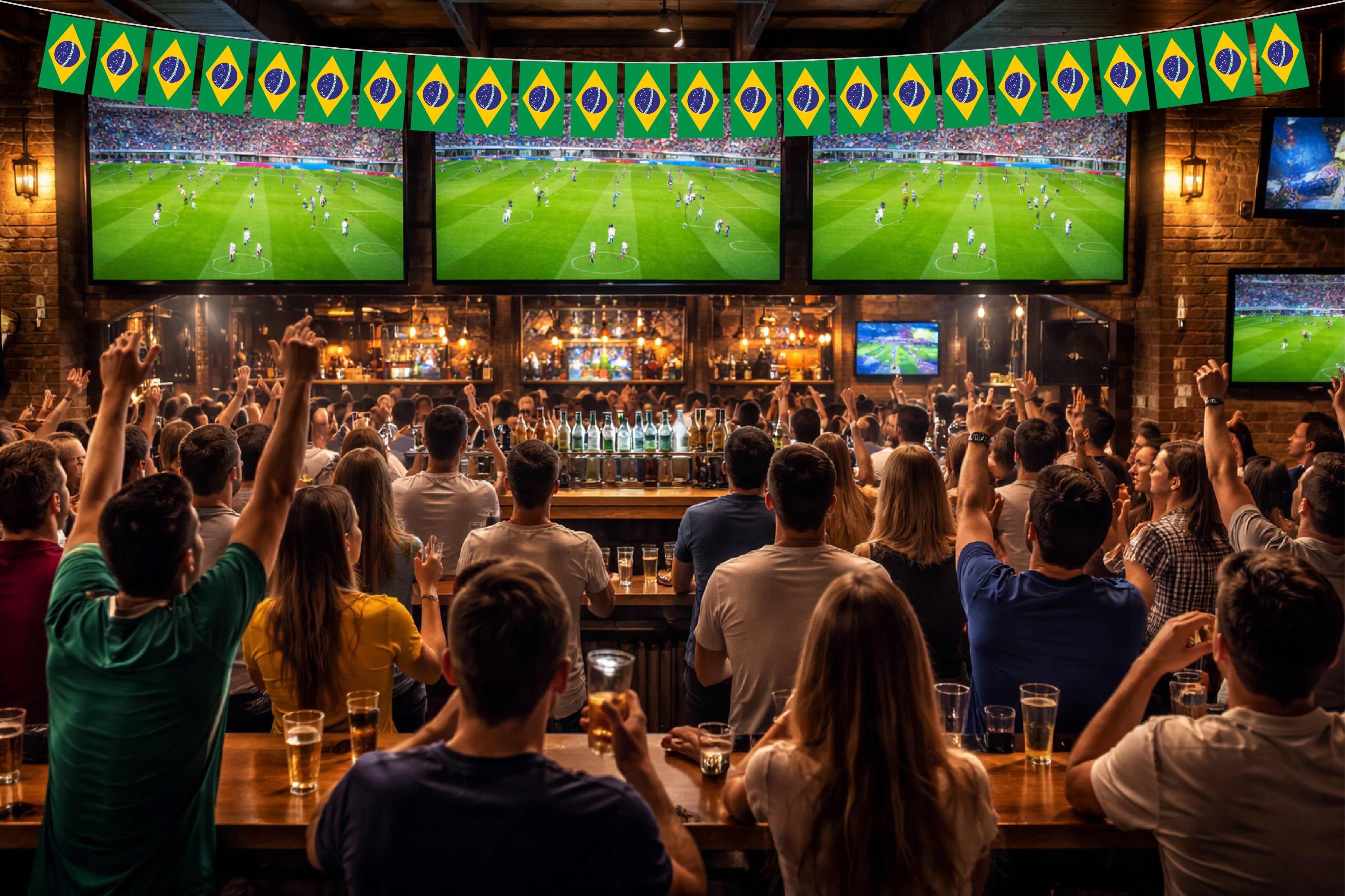 Brazil Hand Tied String Flags