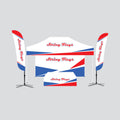 Tent package a 10x15 popup canopy by string flags custom made to order, printed feather flags, frame, hardware fitted stretch table cover