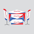 Tent package c 10x10 popup canopy by string flags custom made to order, printed feather flags, frame, hardware fitted stretch table cover