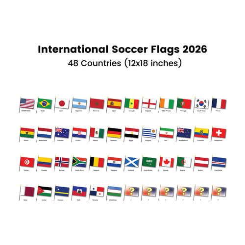Set of 48 Countries 12x18" Stick Flags 2026 International Soccer