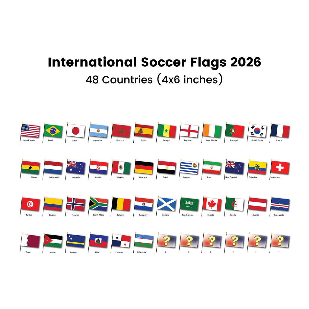 Set of 48 Countries 4x6" Stick Flags 2026 International Soccer