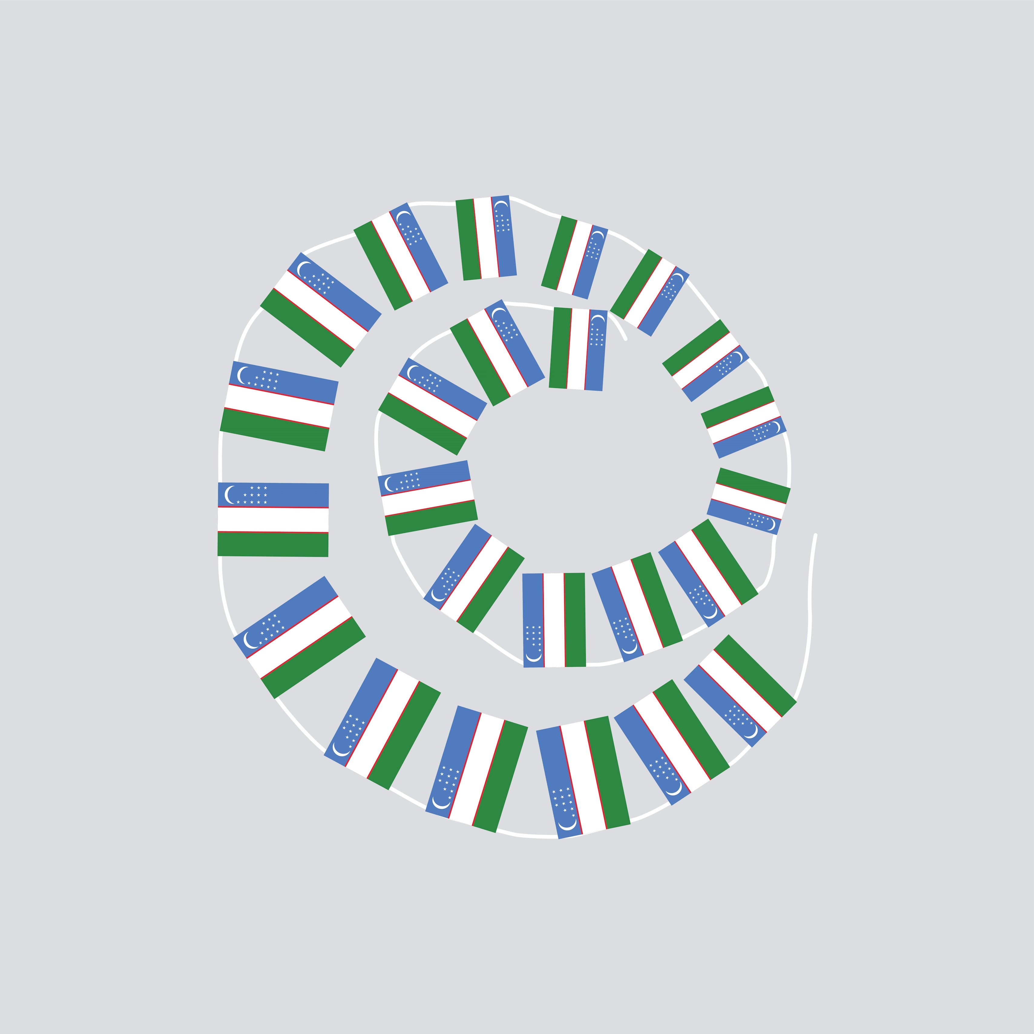 Uzbekistan Hand-Tied String Flags & Bunting