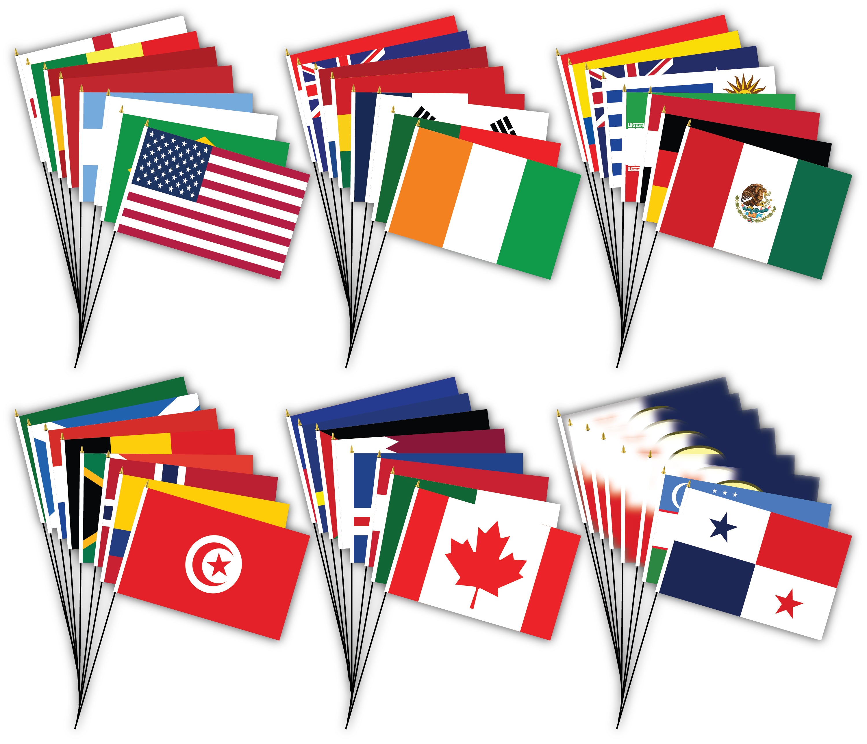 Set of 48 Countries 12x18" Stick Flags 2026 International Soccer